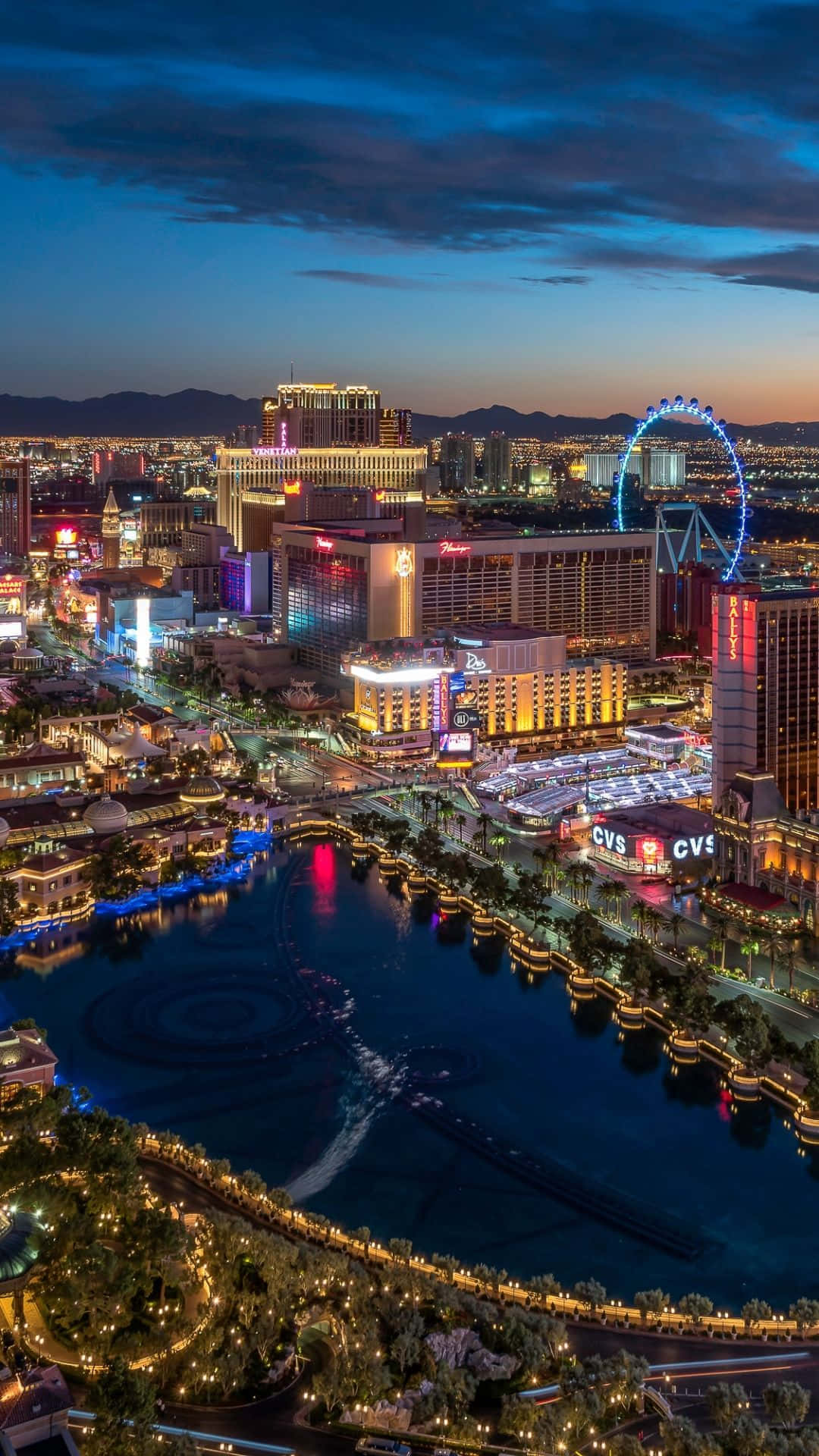 Portrait Night View Of Las Vegas Background