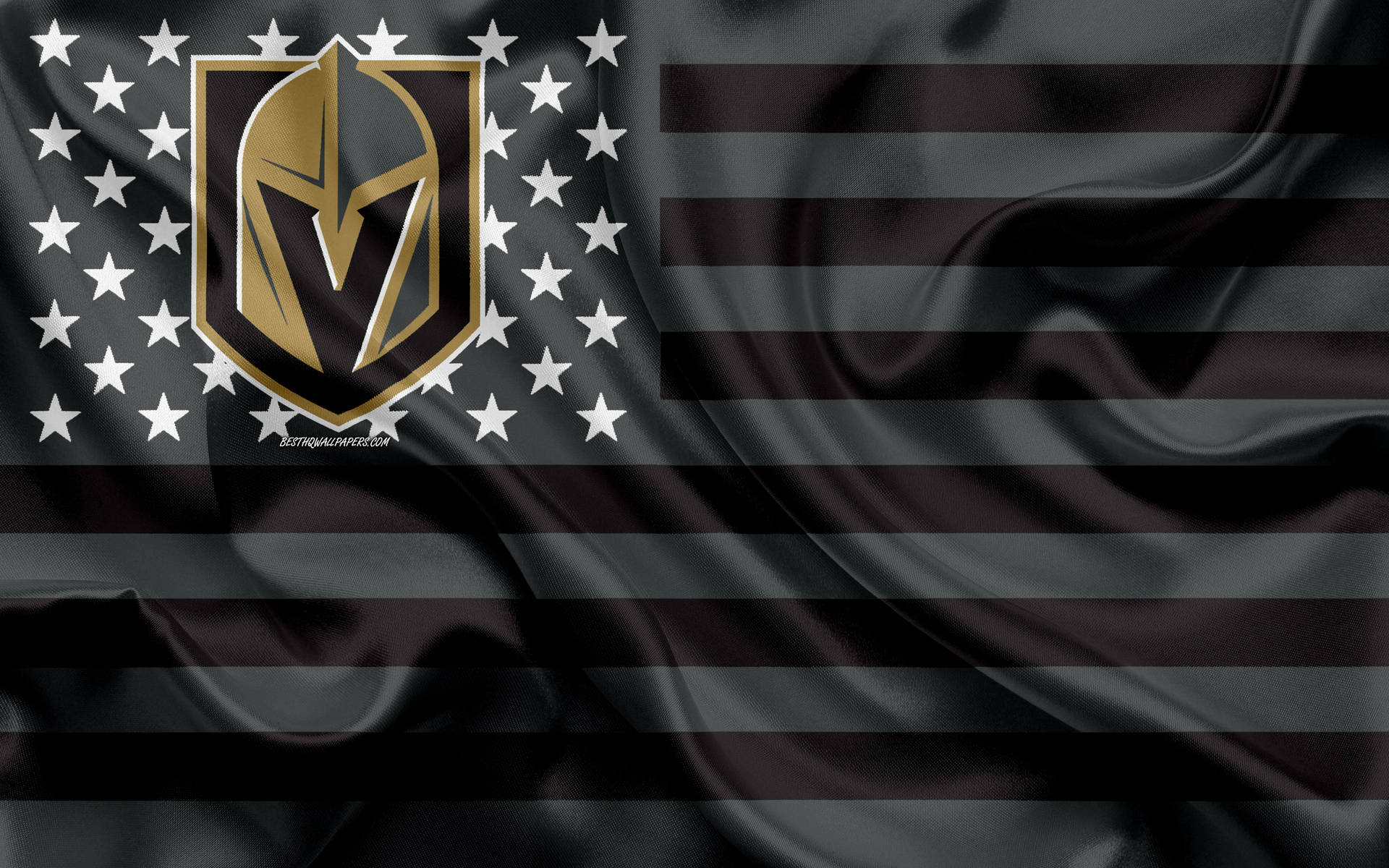 Vegas Golden Knights On American Flag Wallpaper
