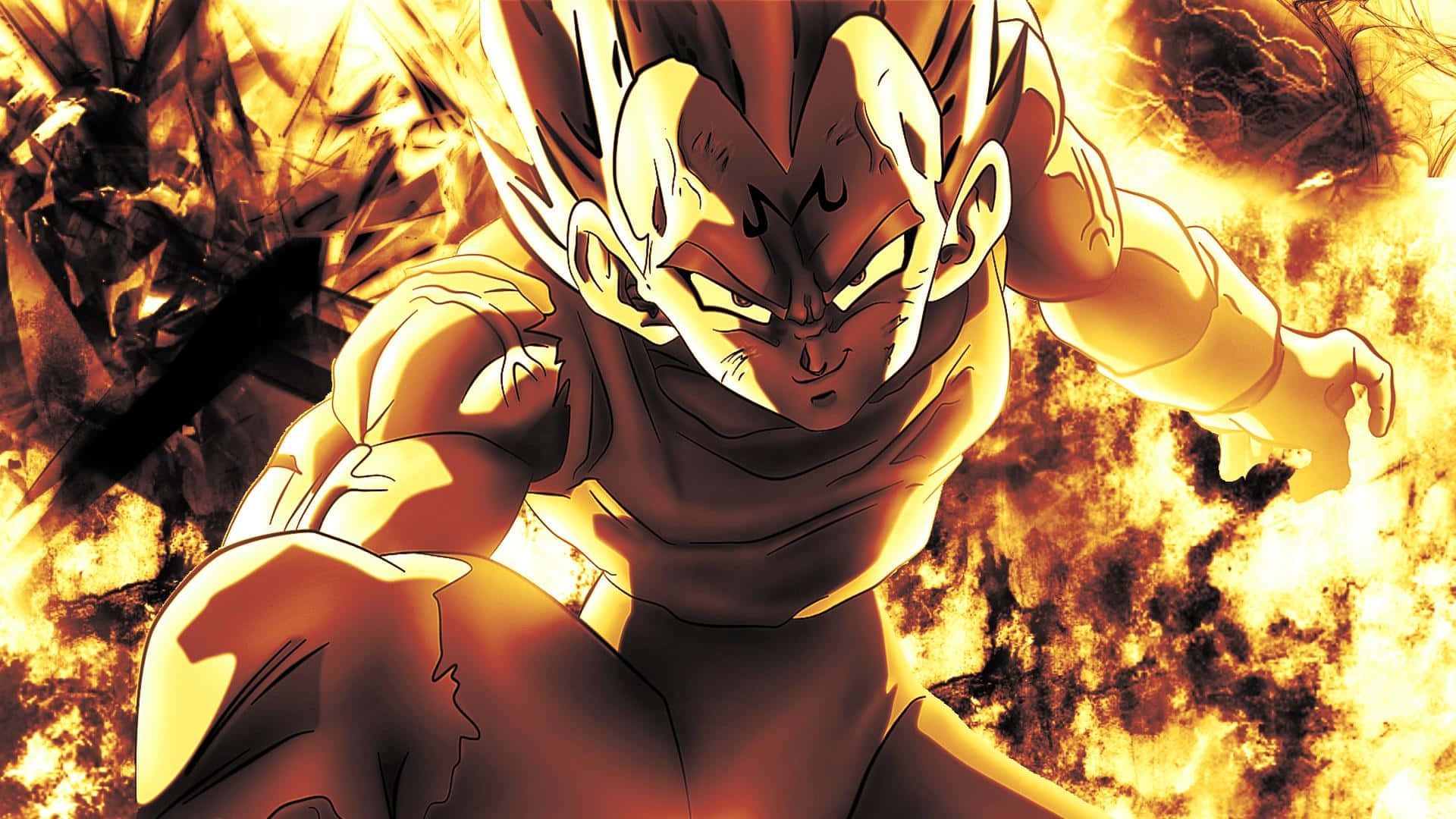 Powerful Vegeta ready for battle in a dynamic pose