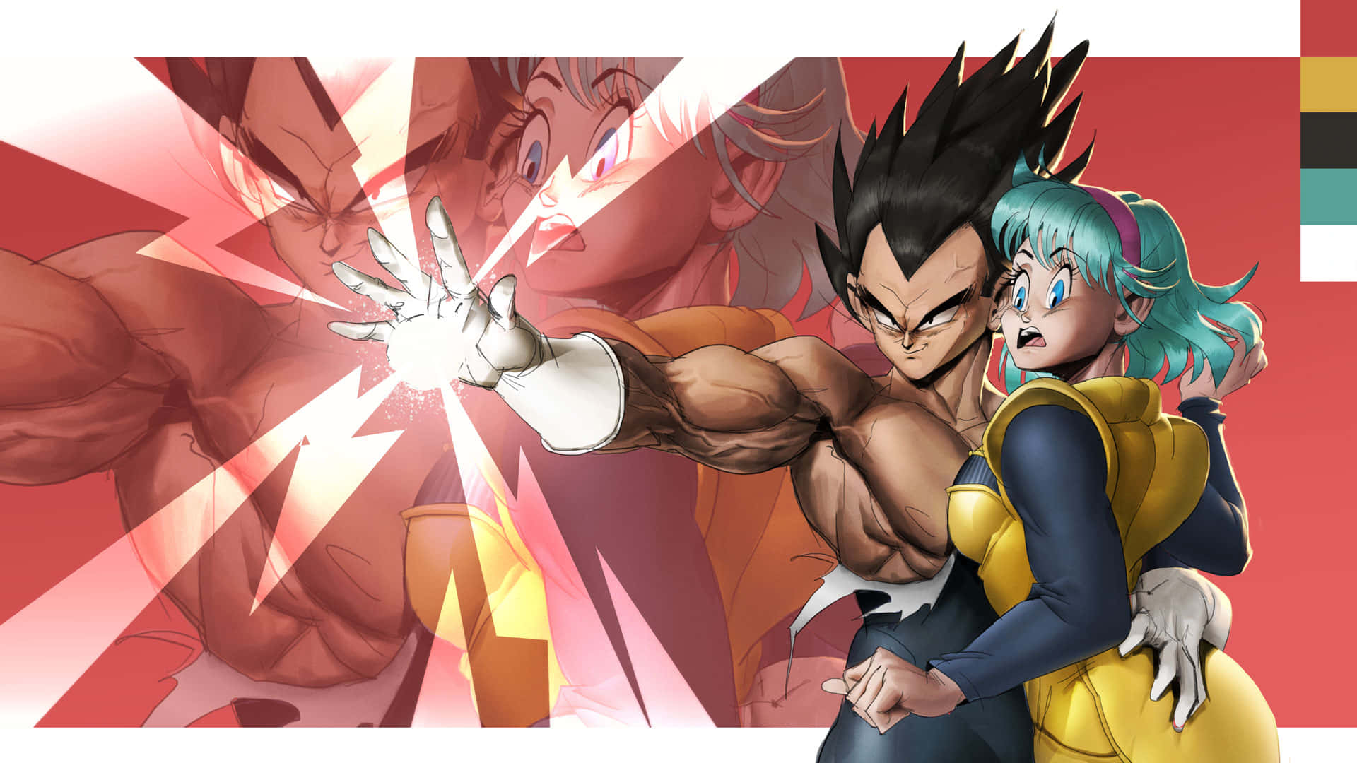Vegeta and Bulma, two of the Dragon Ball Z protagonists, together Wallpaper