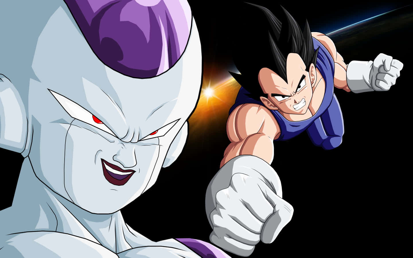 Vegeta and Frieza Face-off in an Epic Battle Wallpaper