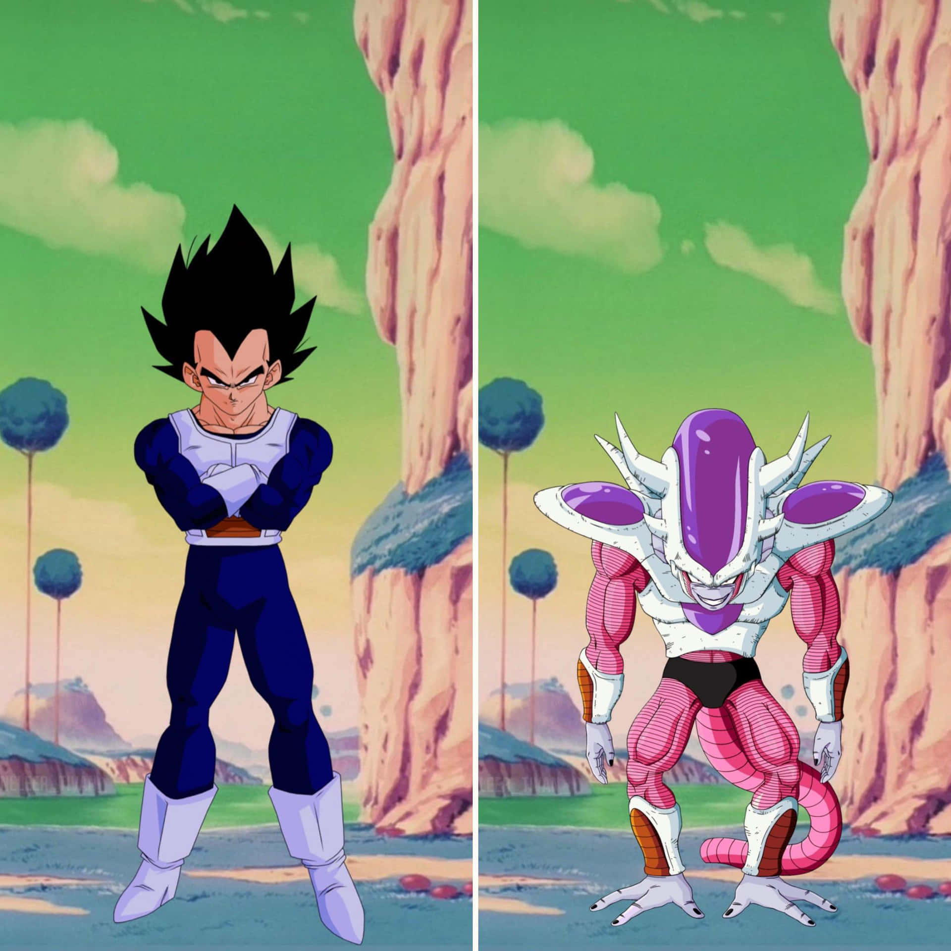 Unstoppable Forces - Vegeta and Frieza Locked in Battle Wallpaper