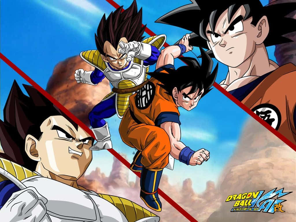 Epic Showdown: Vegeta and Goku Face Off Wallpaper