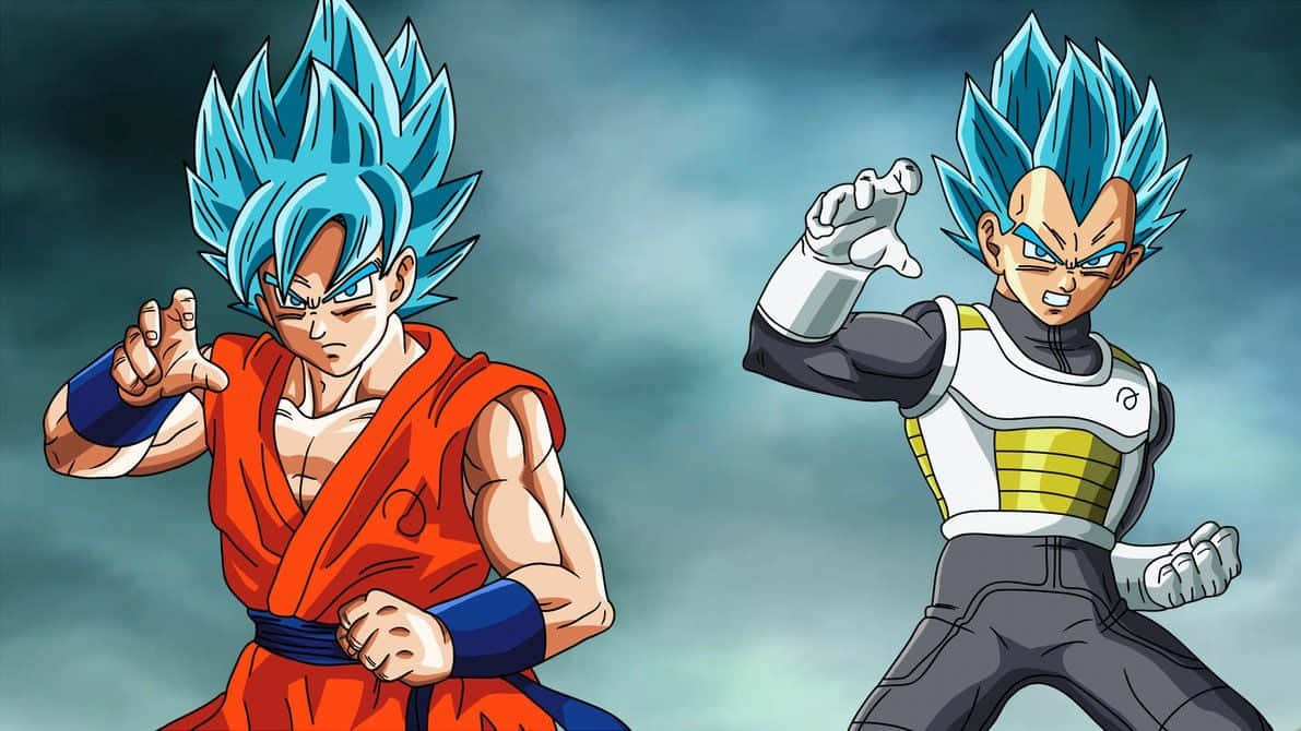 Intense Showdown: Vegeta and Goku Face Off Wallpaper