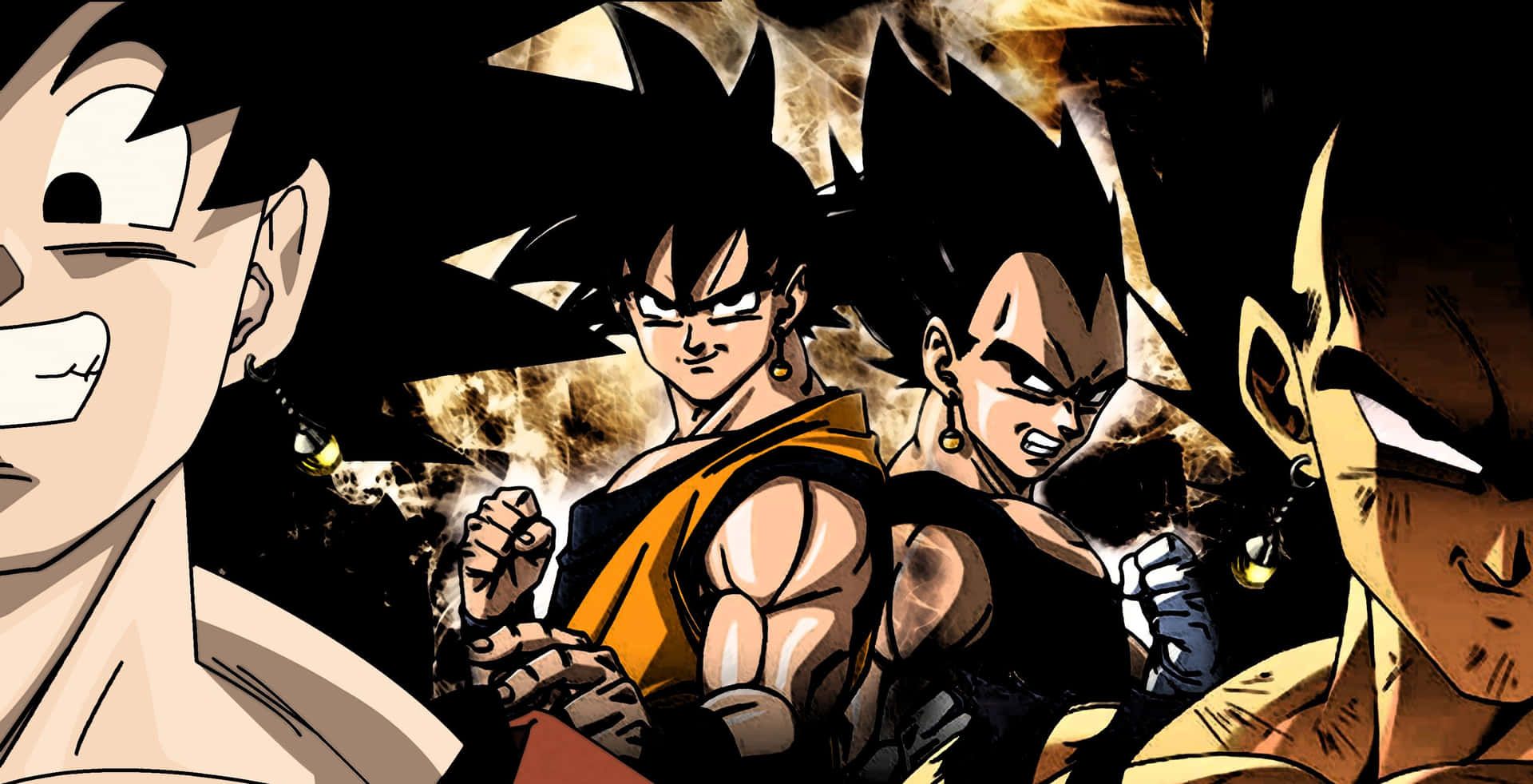 Fierosrivales: Goku Y Vegeta Potenciándose. Fondo de pantalla
