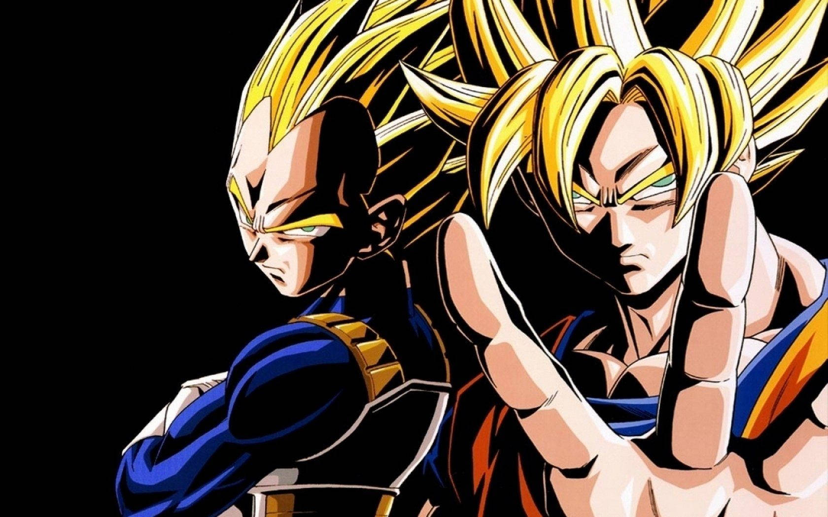 Vegeta and Goku Team Up to Take Down Enemies Wallpaper