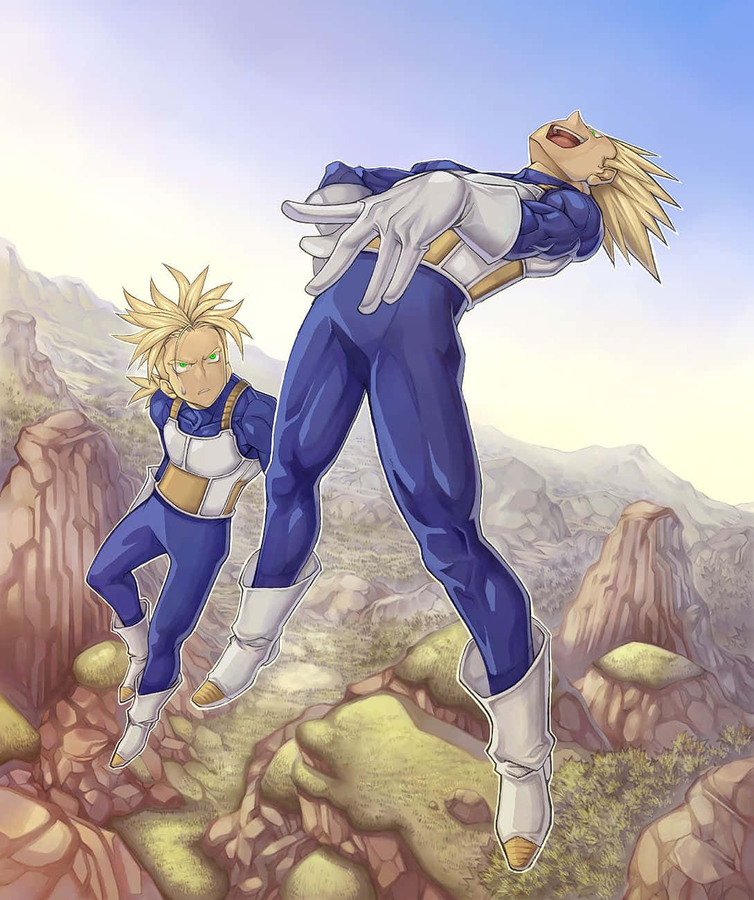 The Dynamic Duo of Vegeta and Trunks Wallpaper