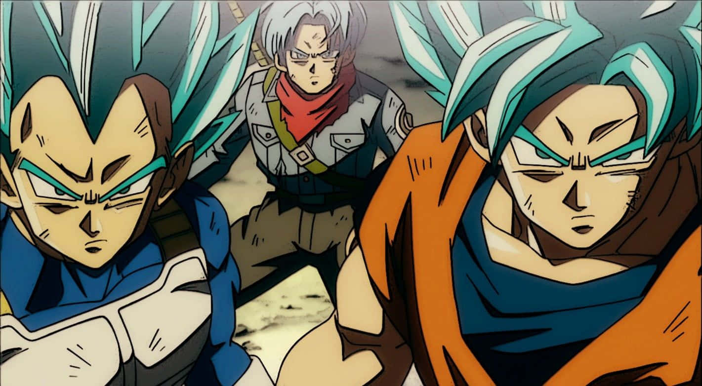 Father-Son Power Duo: Vegeta and Trunks Wallpaper