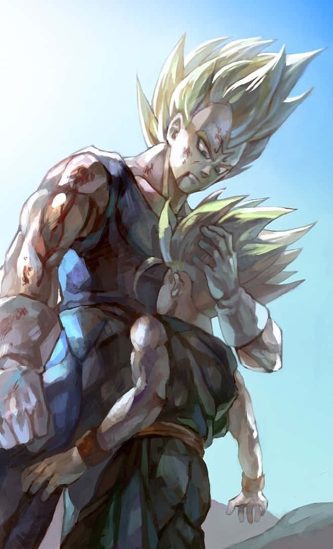Father and Son Bond: Vegeta and Trunks training together Wallpaper