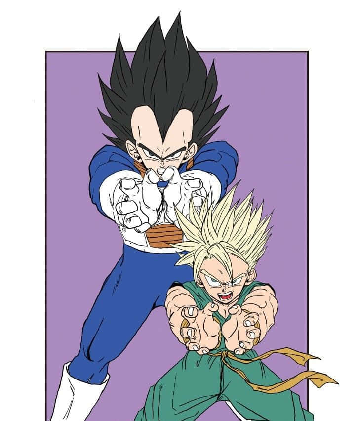 Caption: A Powerful Duo: Vegeta and Trunks in Intense Training Wallpaper