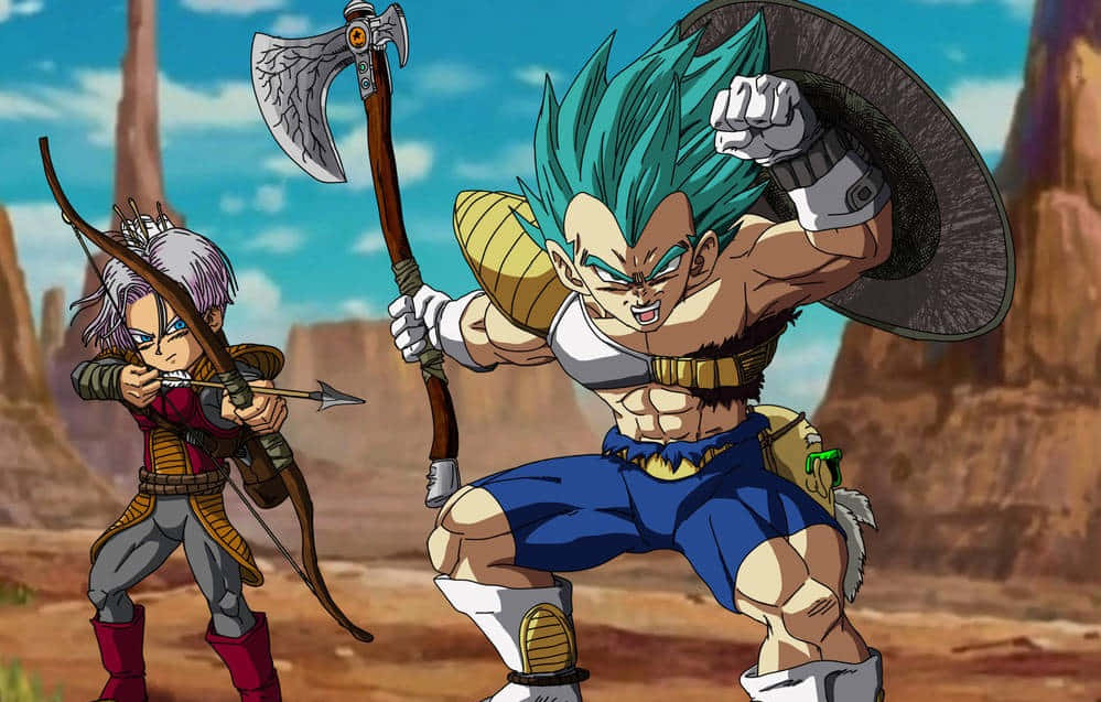 Vegeta En Trunks - Een Krachtig Duo Achtergrond