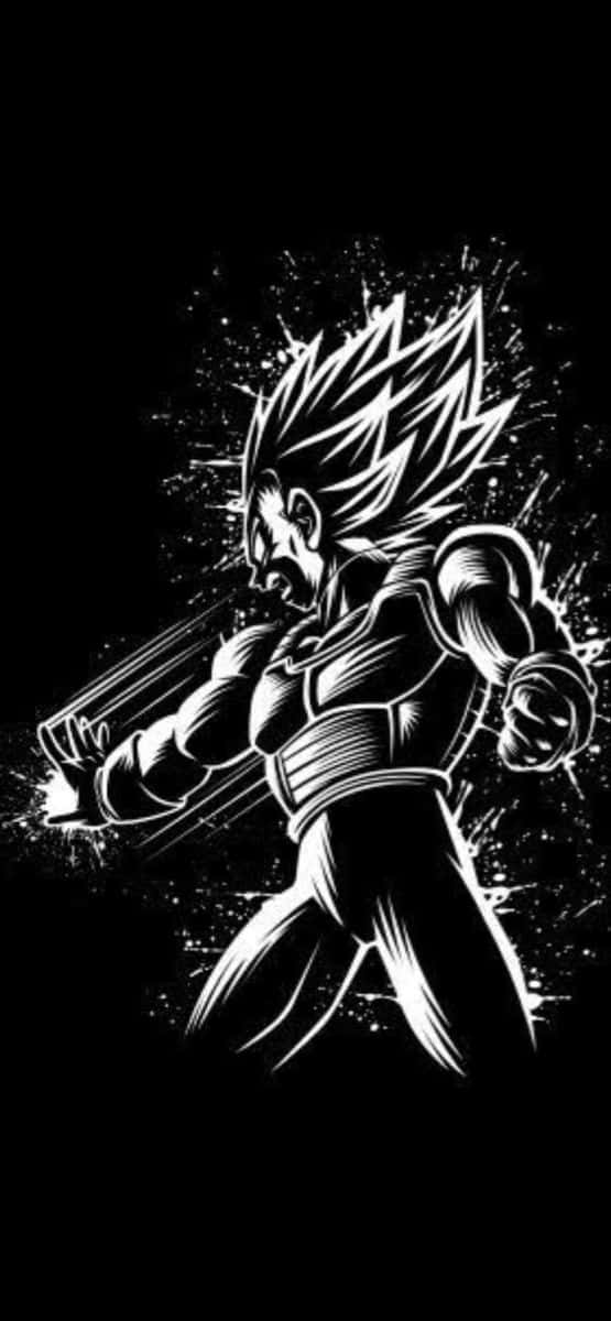 Goku kæmper med Vegeta i et sort-hvidt verden. Wallpaper
