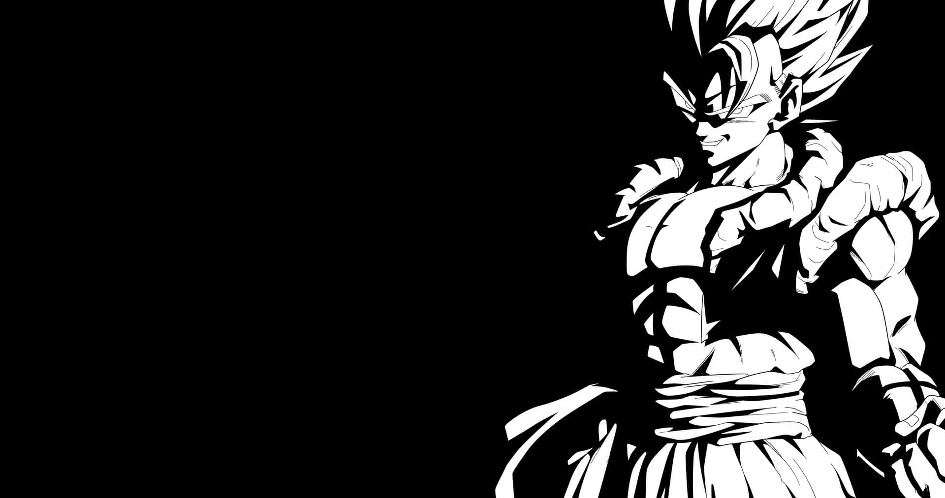 Vegeta, den ikoniske Dragon Ball Z-karakter, i sort og hvid. Wallpaper
