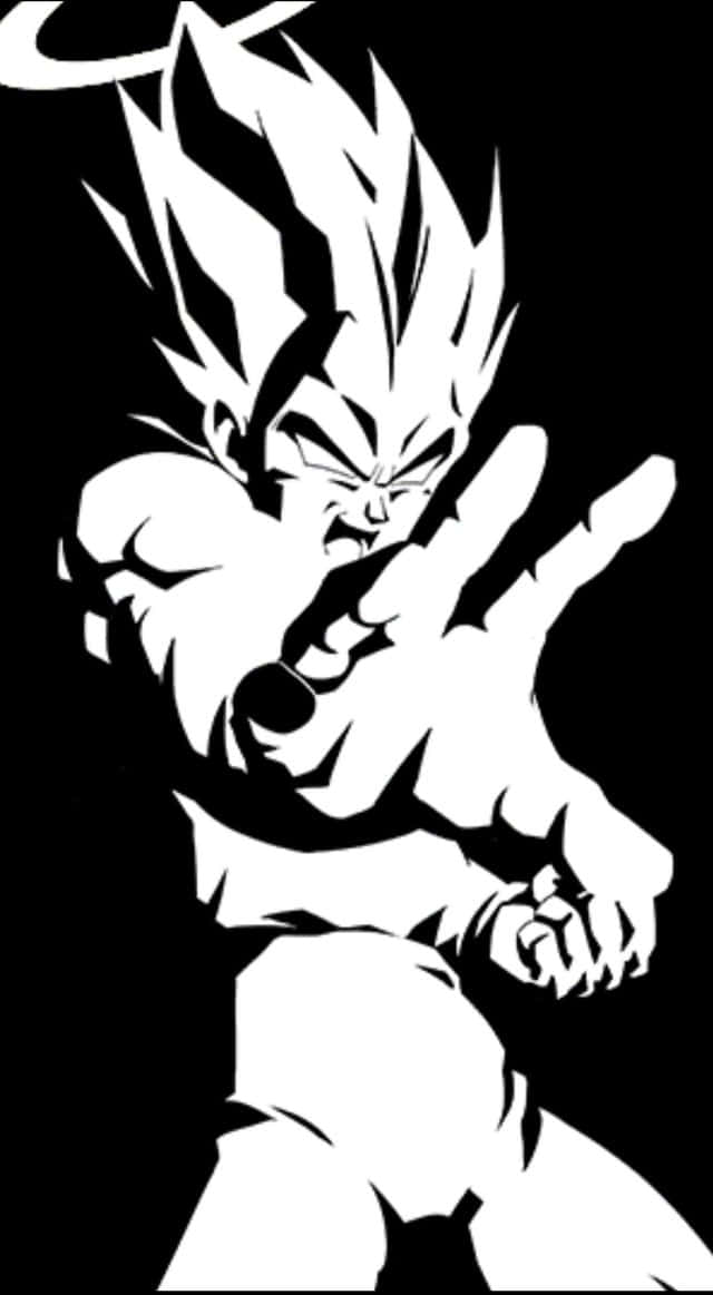 The Mighty Vegeta stands in Black and White Wallpaper