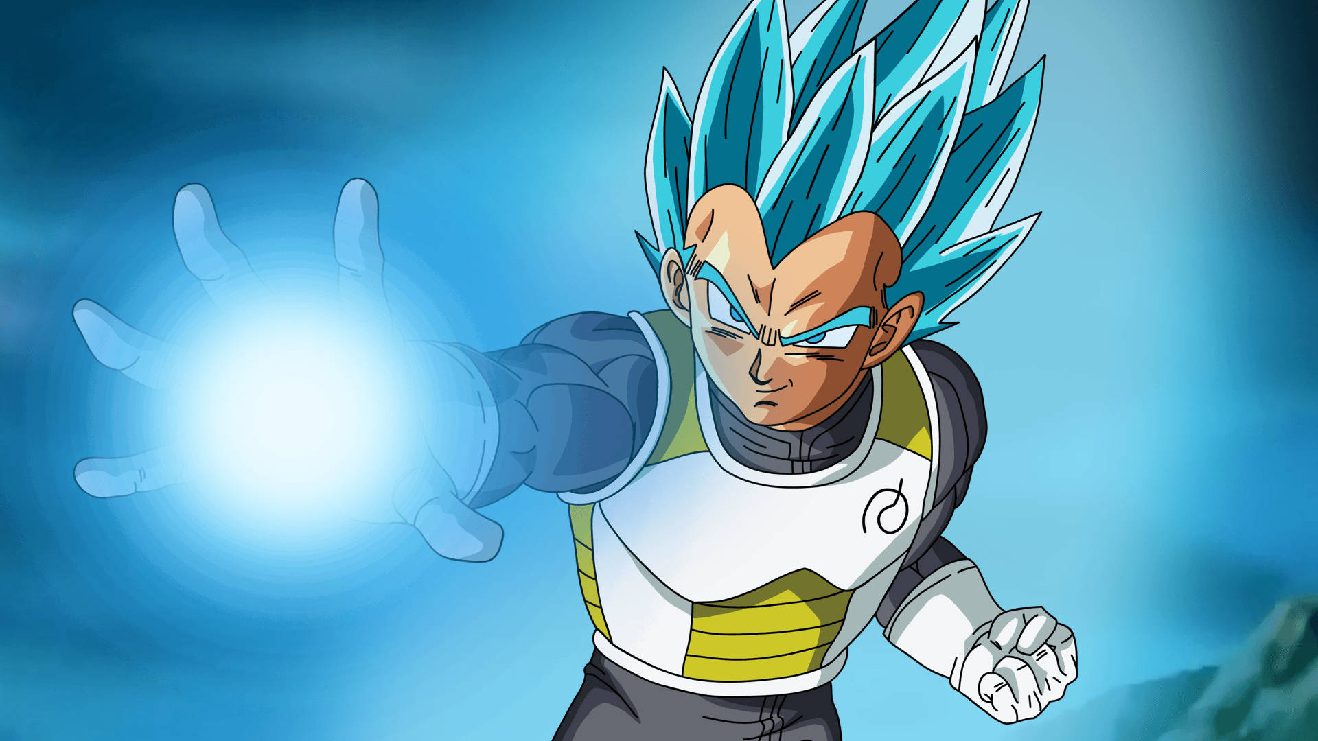 Vegeta charges up his energy ball, ready to unleash destruction. Wallpaper