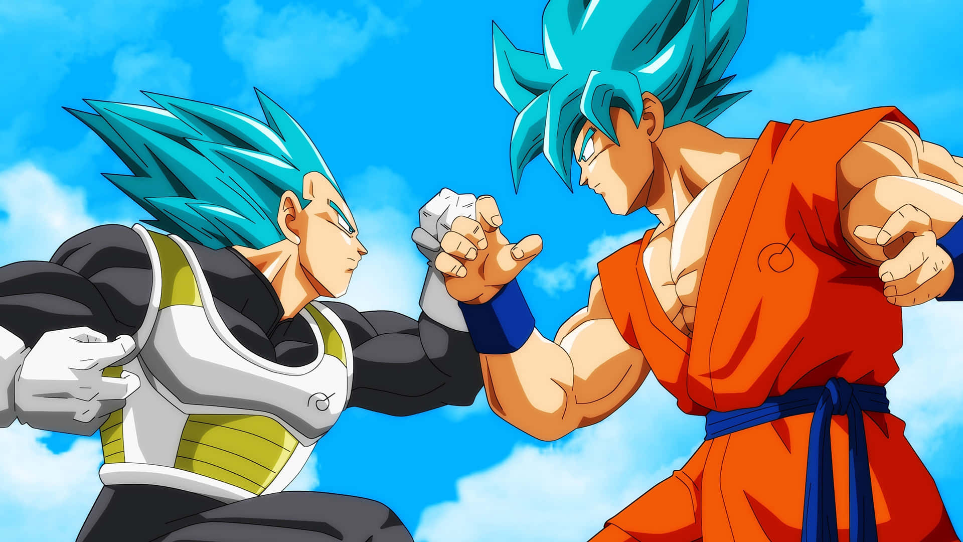 Vegetaund Goku Kämpfen Gemeinsam Bild