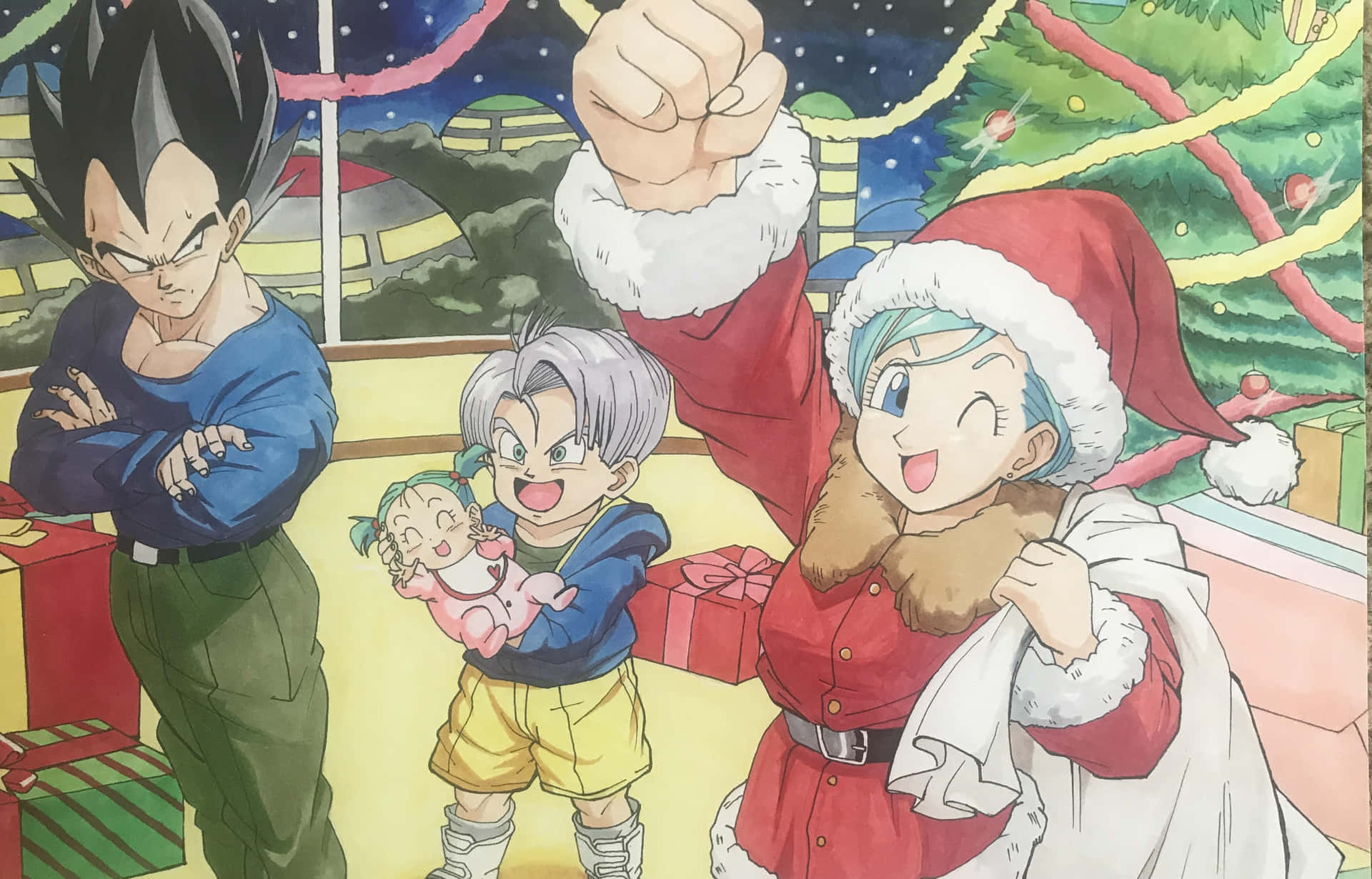 A Heartwarming Moment with Vegeta's Family Wallpaper