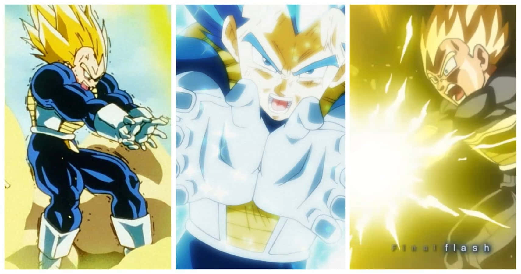 Vegeta unleashing the full power of his Final Flash attack at Cell Wallpaper