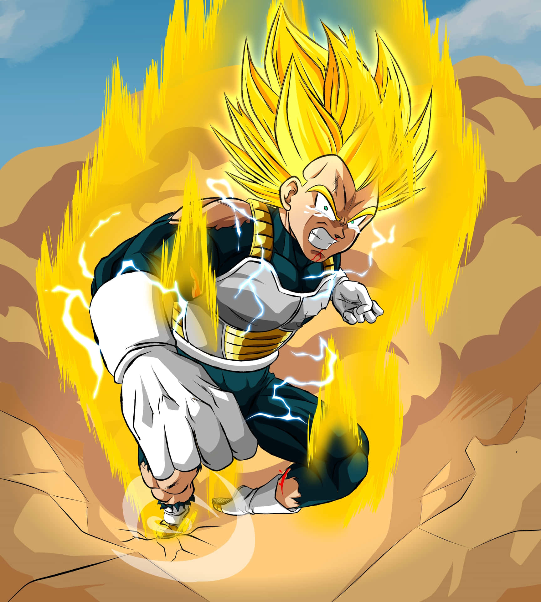 Download Vegeta in his powerful Super Saiyan 2 form Wallpaper