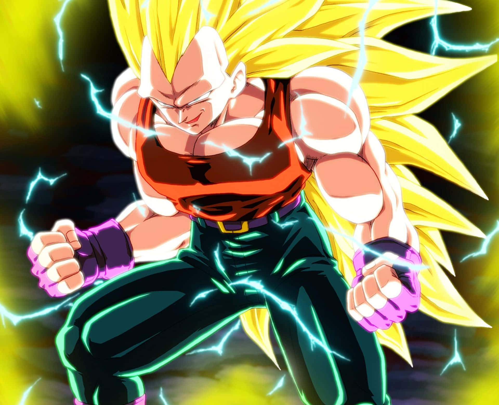 Vegeta Unleashes His Super Saiyan 3 Power Wallpaper