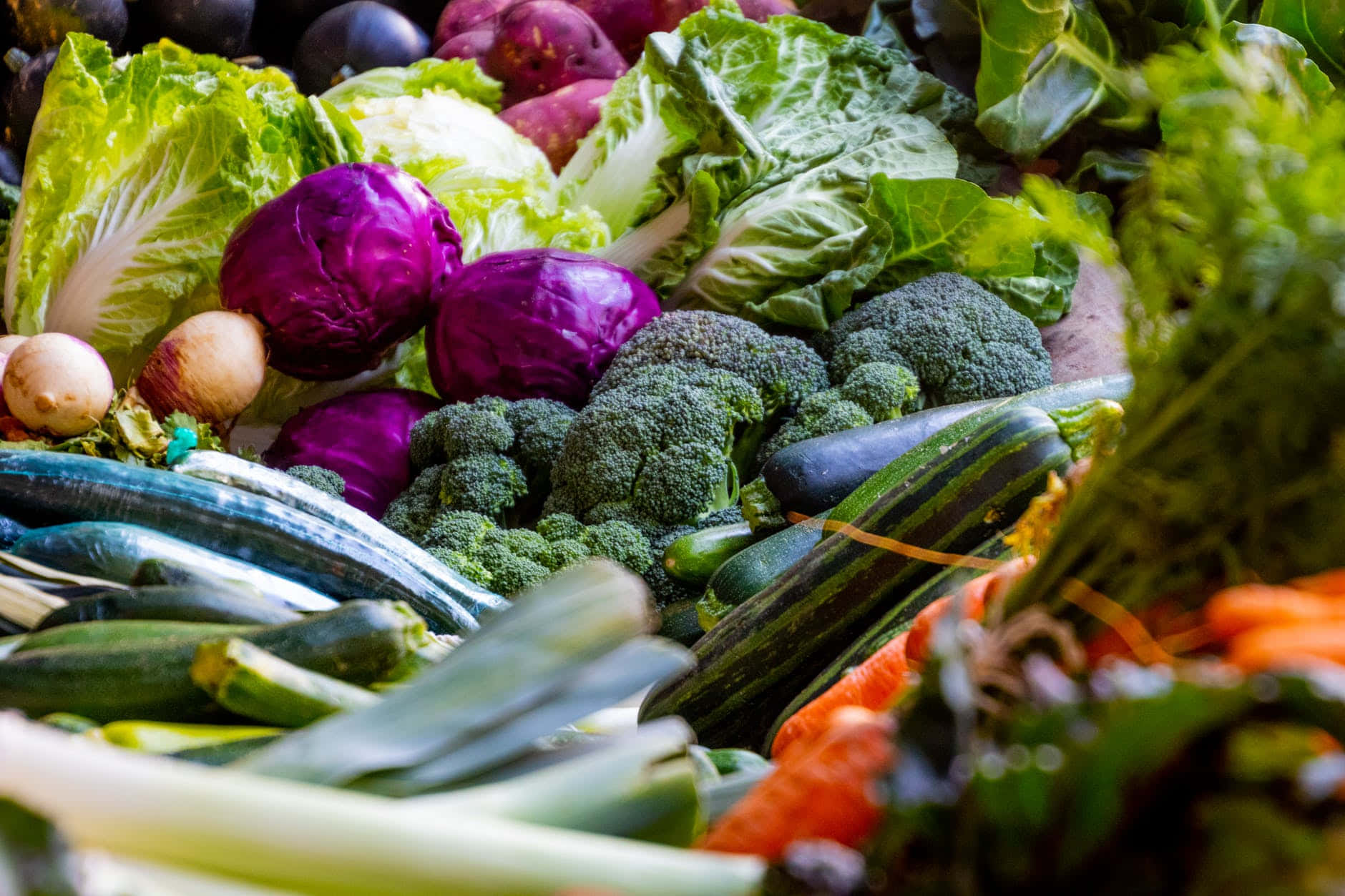 A bushel of fresh summer vegetables, ready for harvest