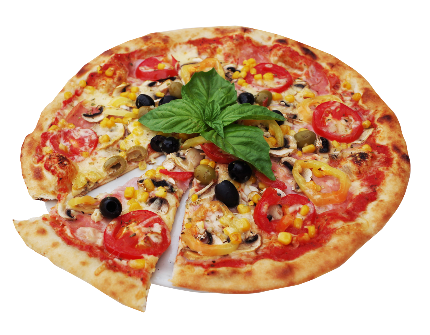 Vegetable Topped Pizza Slice Removed PNG