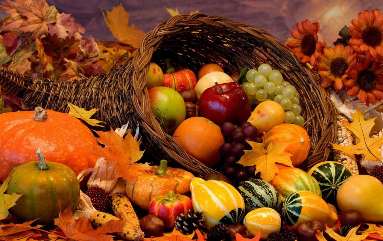 Thanksgiving - A Basket Of Fruits And Vegetables