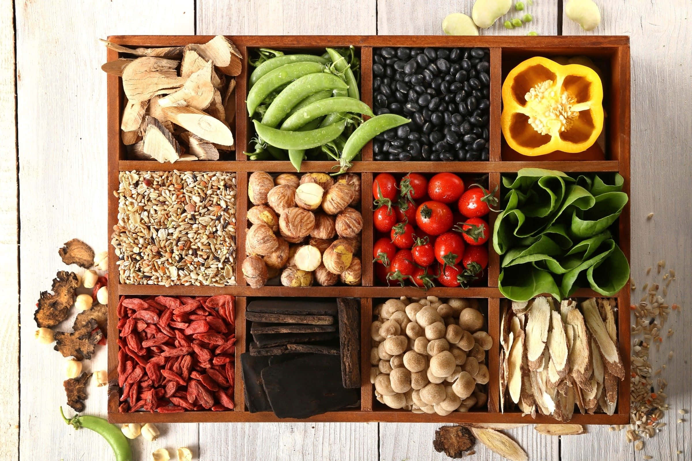 Vegetables On Wooden Box Picture
