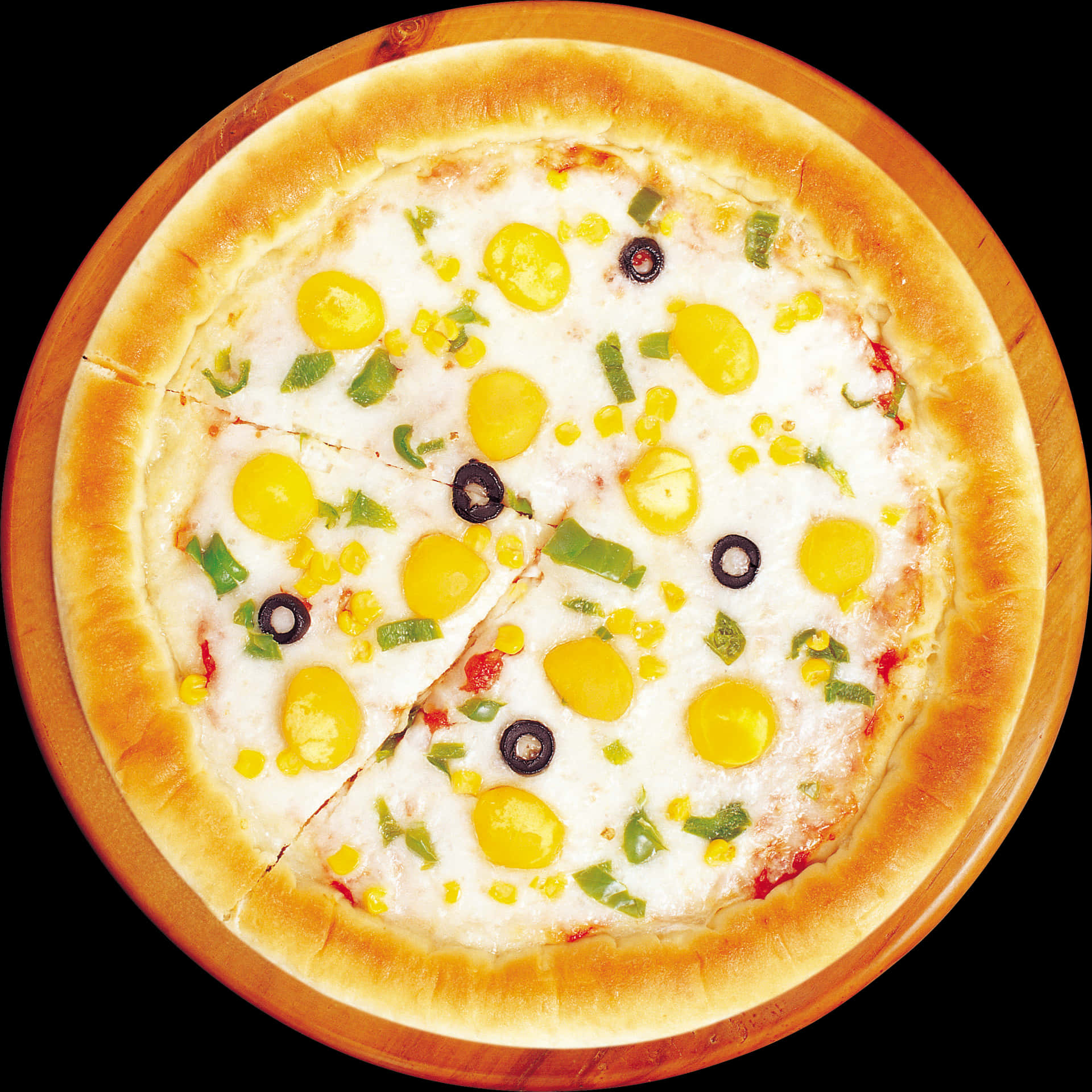 Vegetarian Pizza Top View PNG