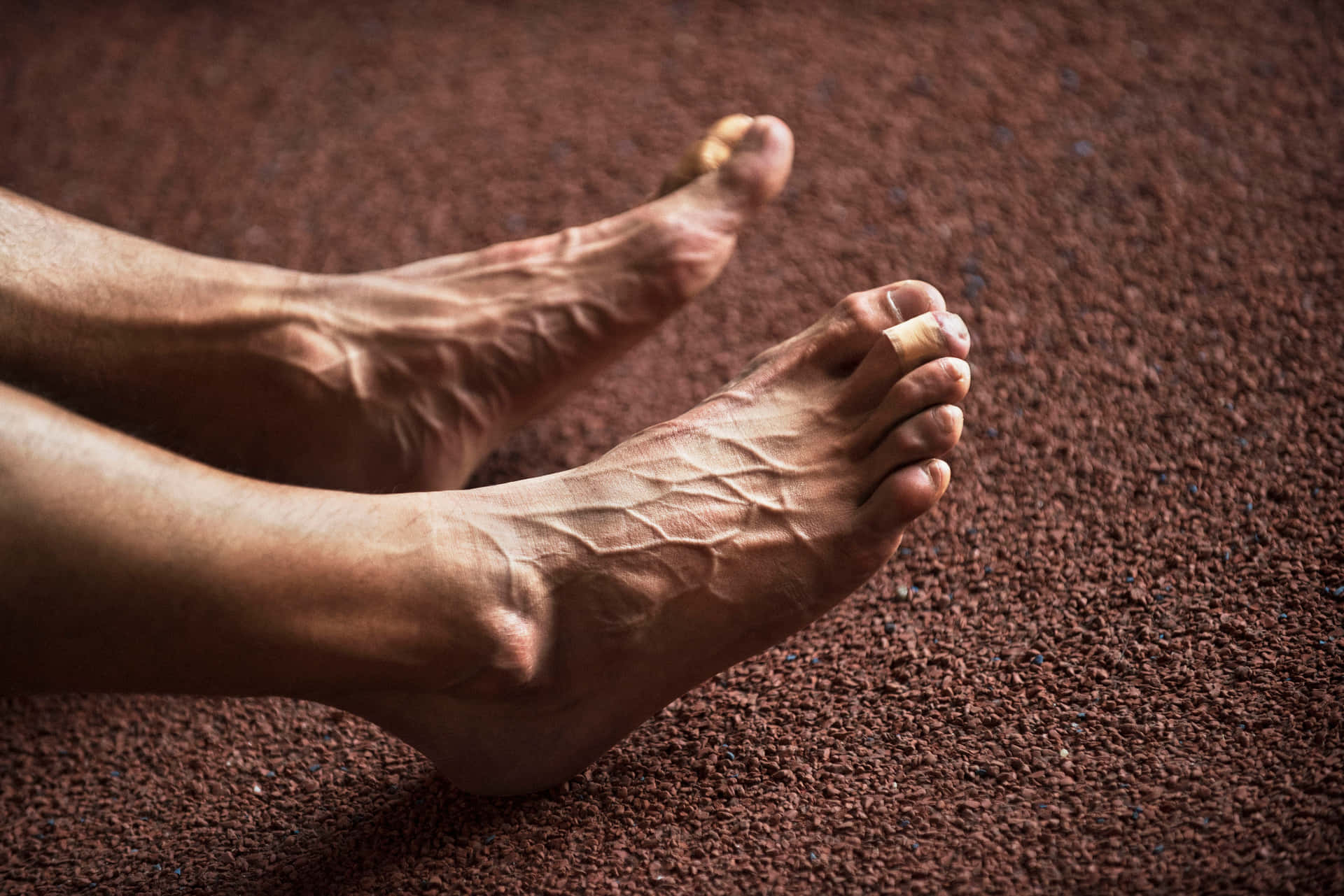 Detailed View of Male Feet with Prominent Veins Wallpaper