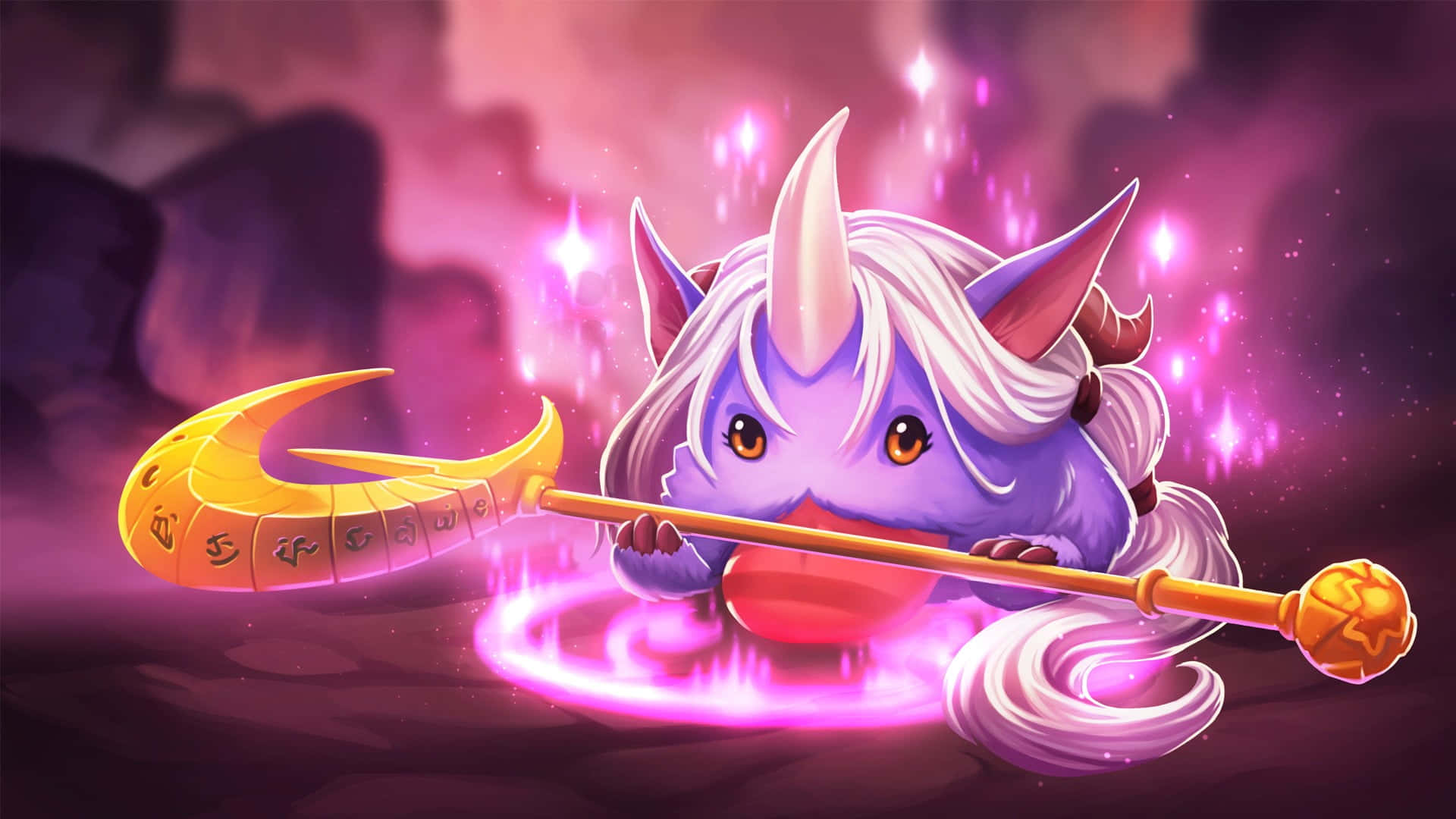 A Purple Dragon With A Sword And A Glowing Light Wallpaper