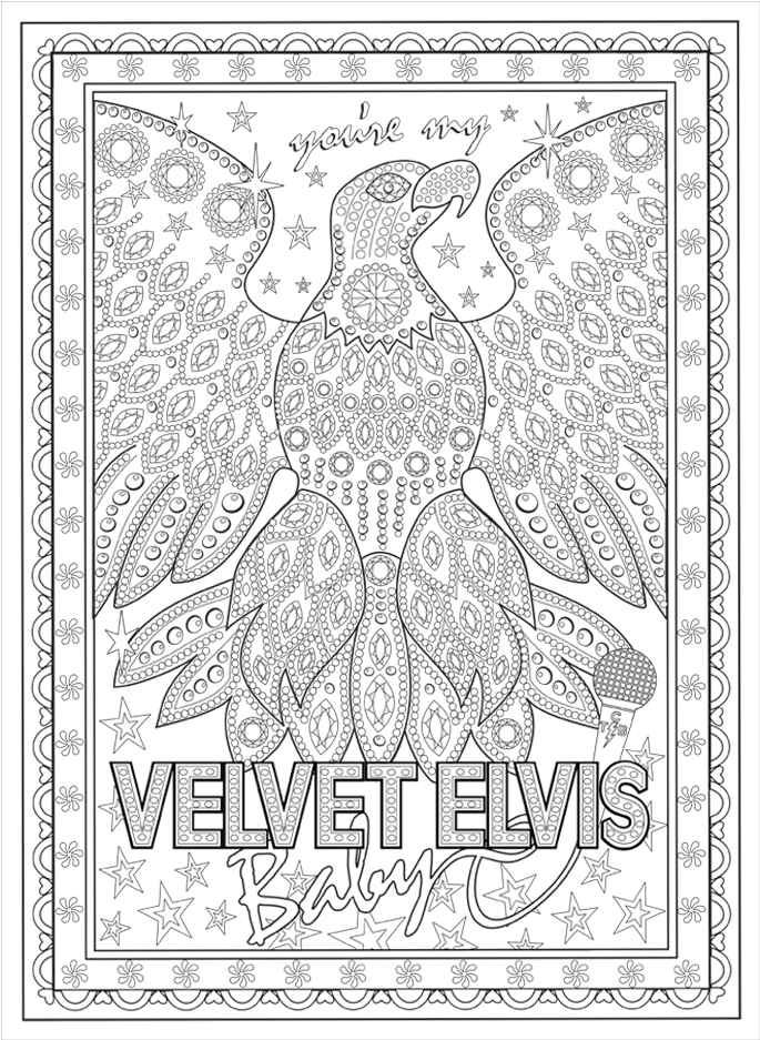 Velvet Elvis Coloring Page PNG