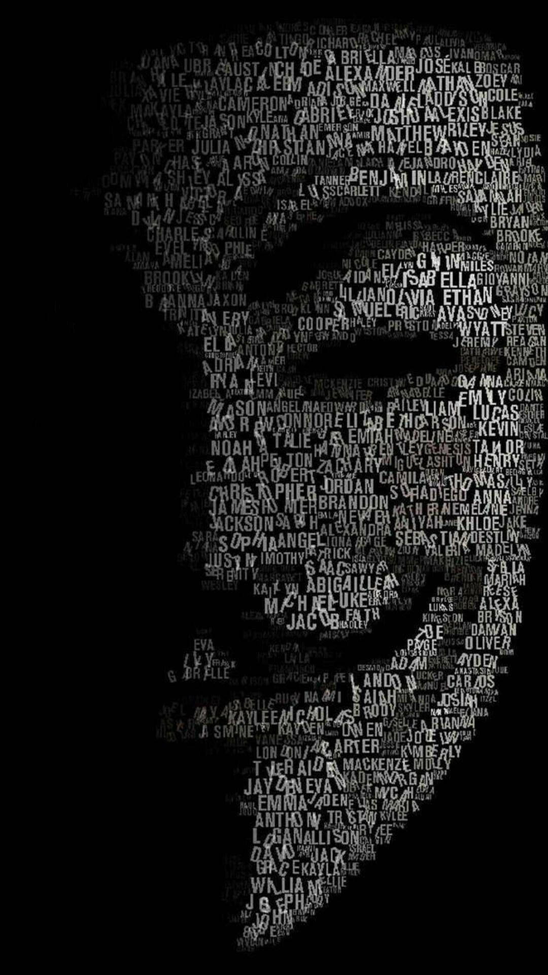 Vendetta Mask Med Namn Indie Telefon Wallpaper