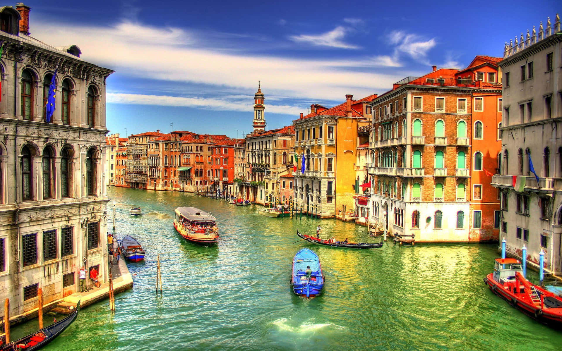 Venetian Canal Sunshine Glow Wallpaper