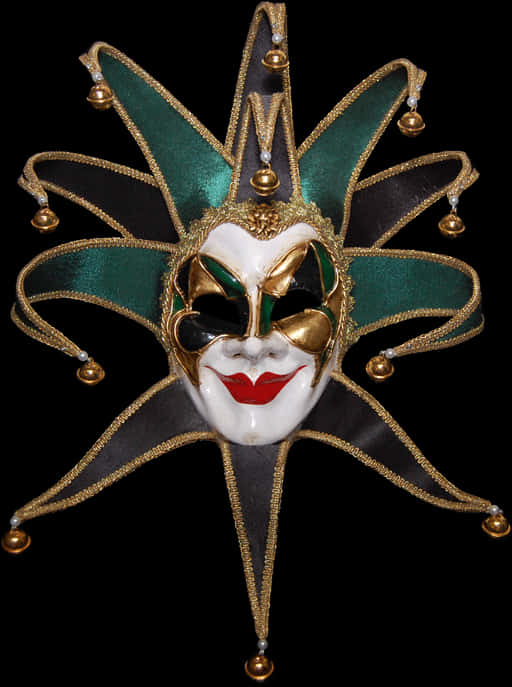 Venetian Jester Mask Ornate Design PNG