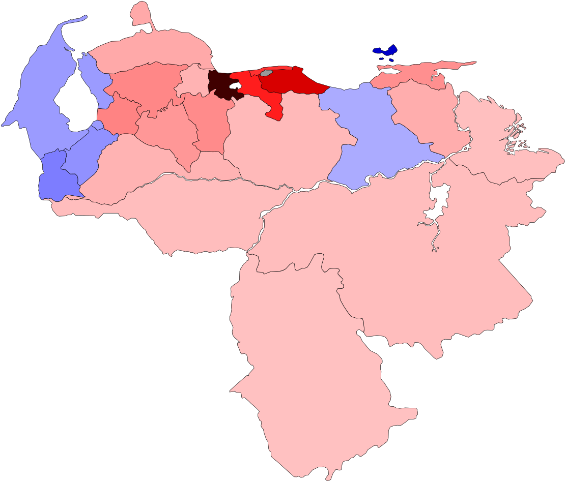 Venezuela Political Map Regions Color Coded PNG