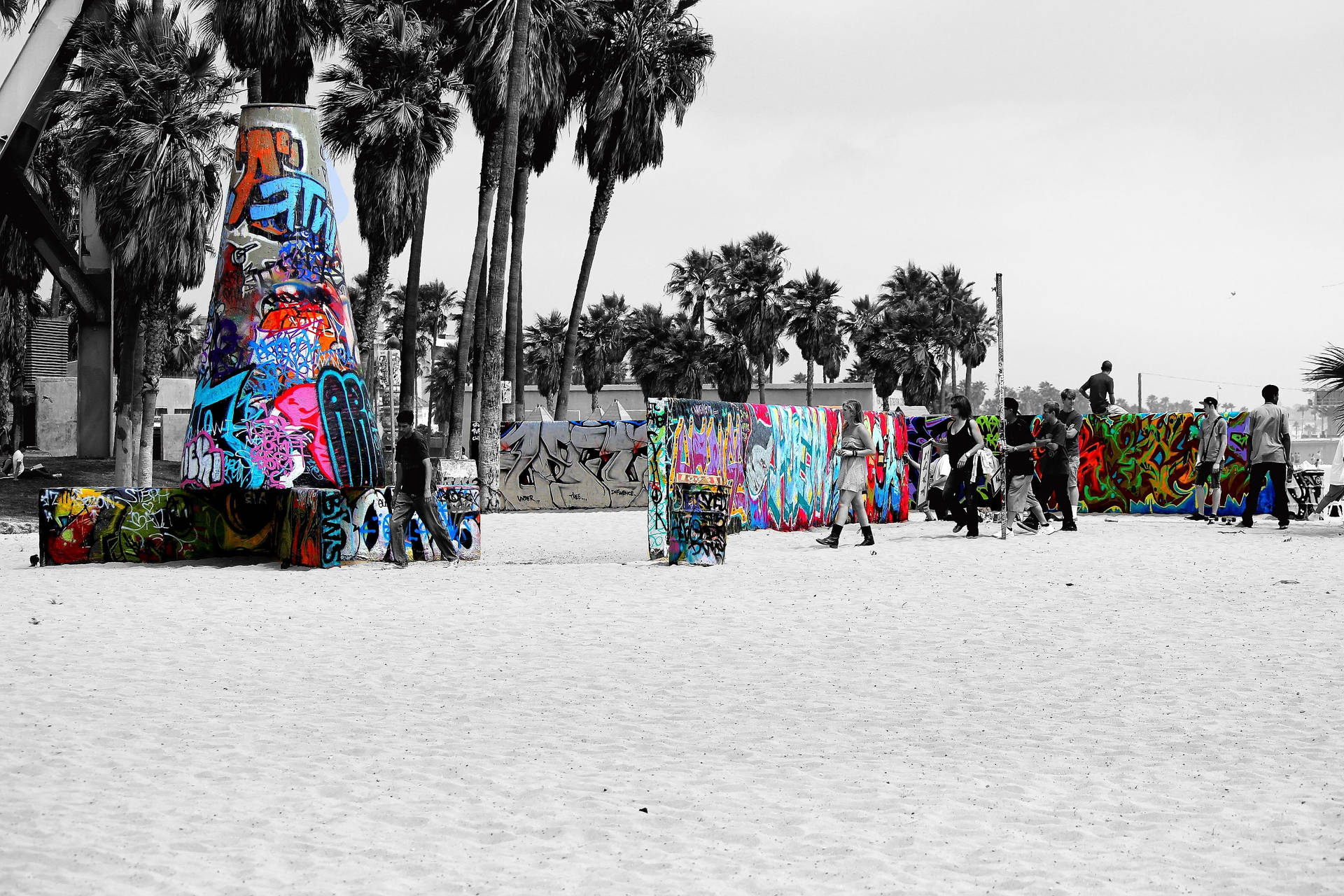 Exhibiciónde Graffiti En Venice Beach Fondo de pantalla