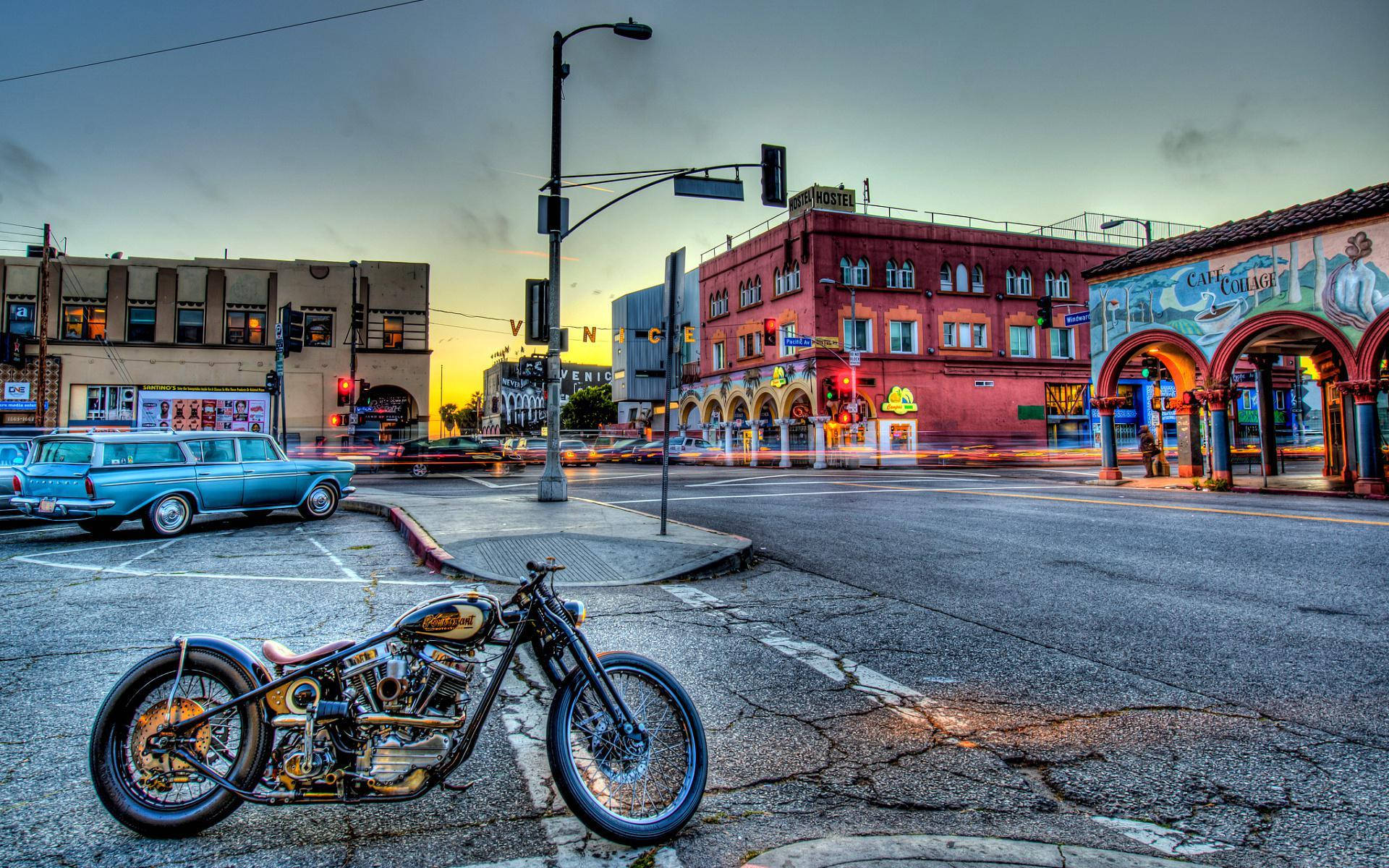 Venice Beach Motorcycle Road Wallpaper