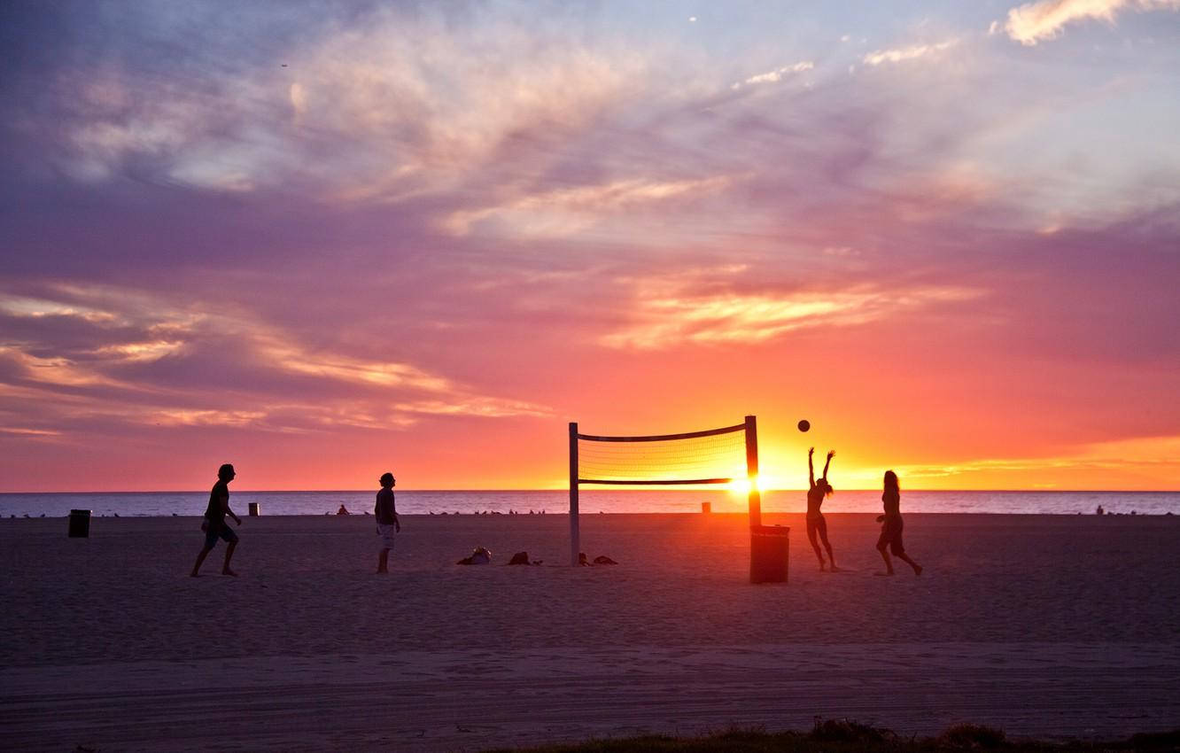 Venice Beach Volleyball Sunset Wallpaper