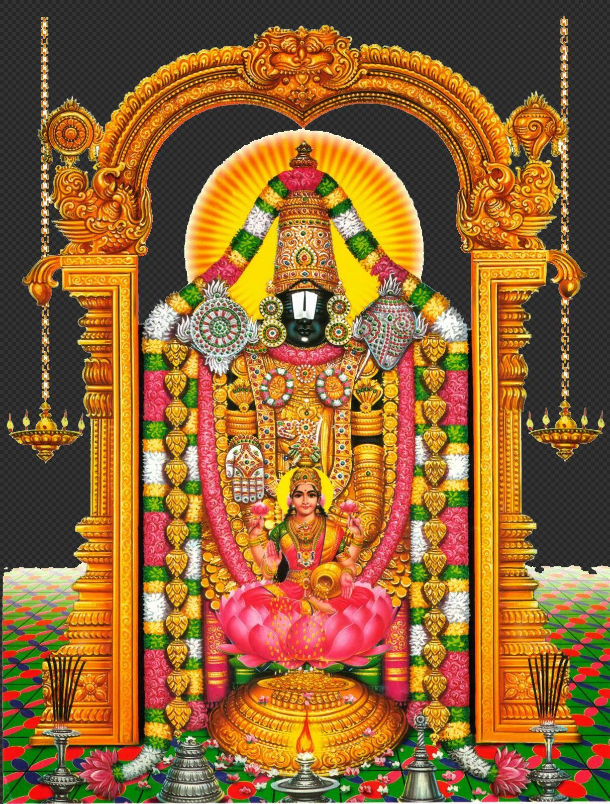 Venkateswara Swamy Guden fra Tirumala Temple Wallpaper Wallpaper
