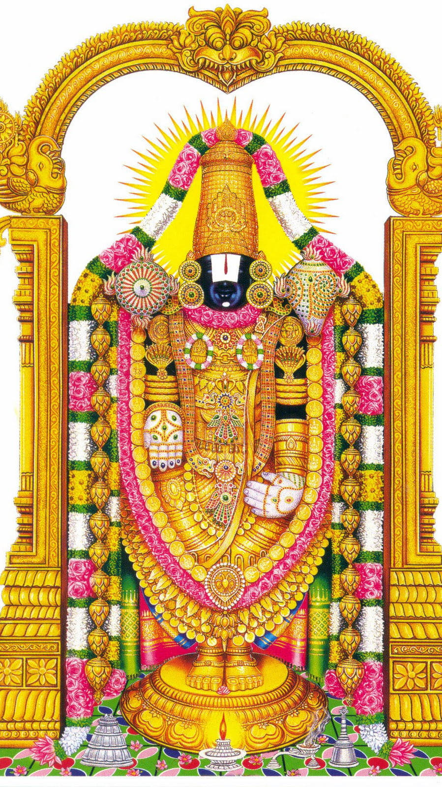 Venkateswaraswamy Guld Hinduisk Helgedom Wallpaper