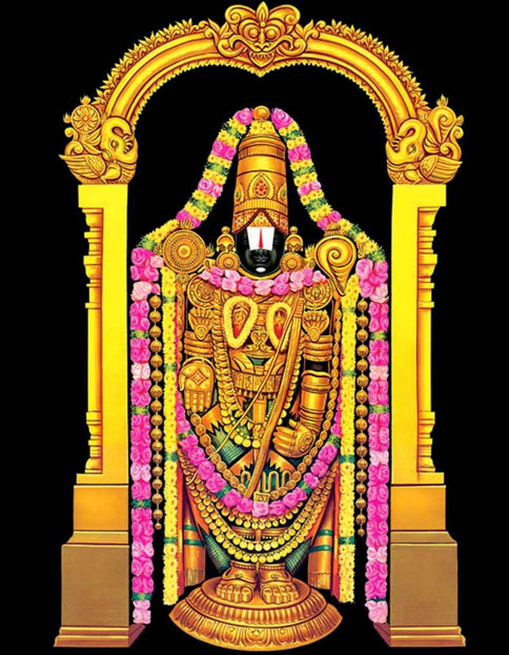 Venkateswaraswamy Religiöser Goldener Altar. Wallpaper