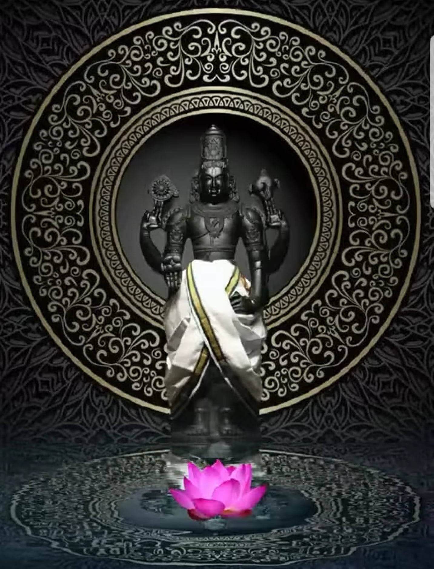Venkateswara Swamy med pink indiske lotusblomster tapet. Wallpaper