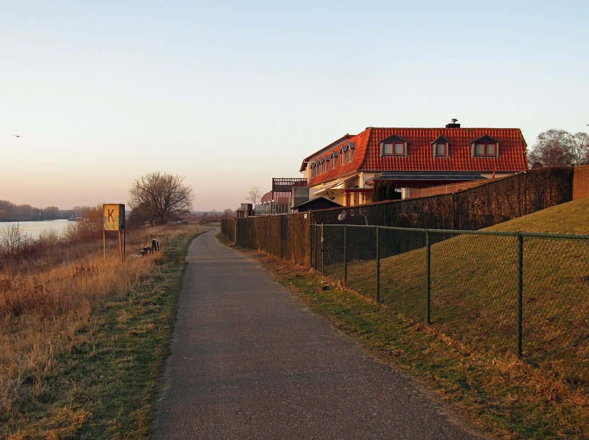 Venlo Riverside Path Dusk Wallpaper