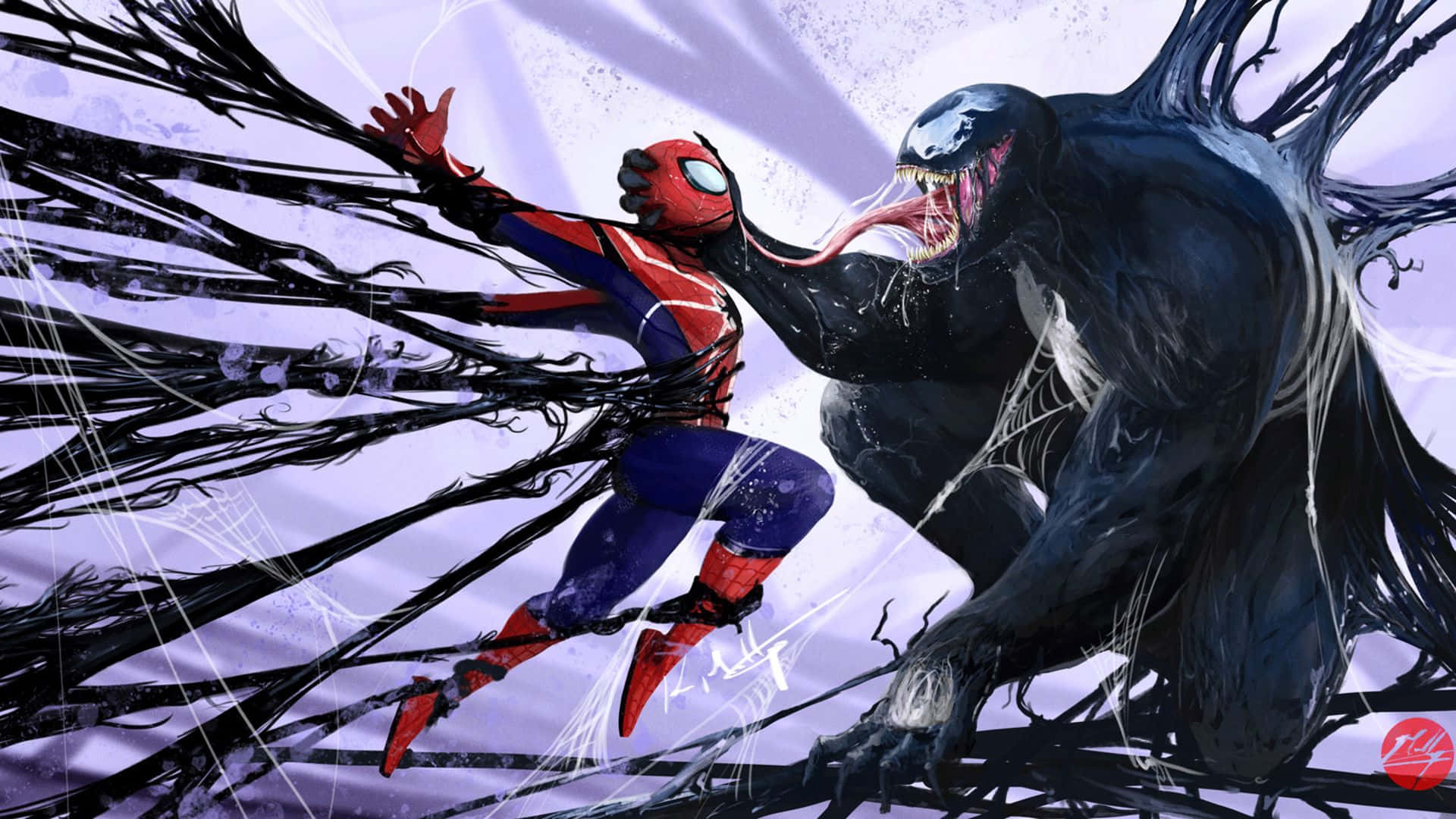 Mönstermed Venom Vs. Spiderman. Wallpaper