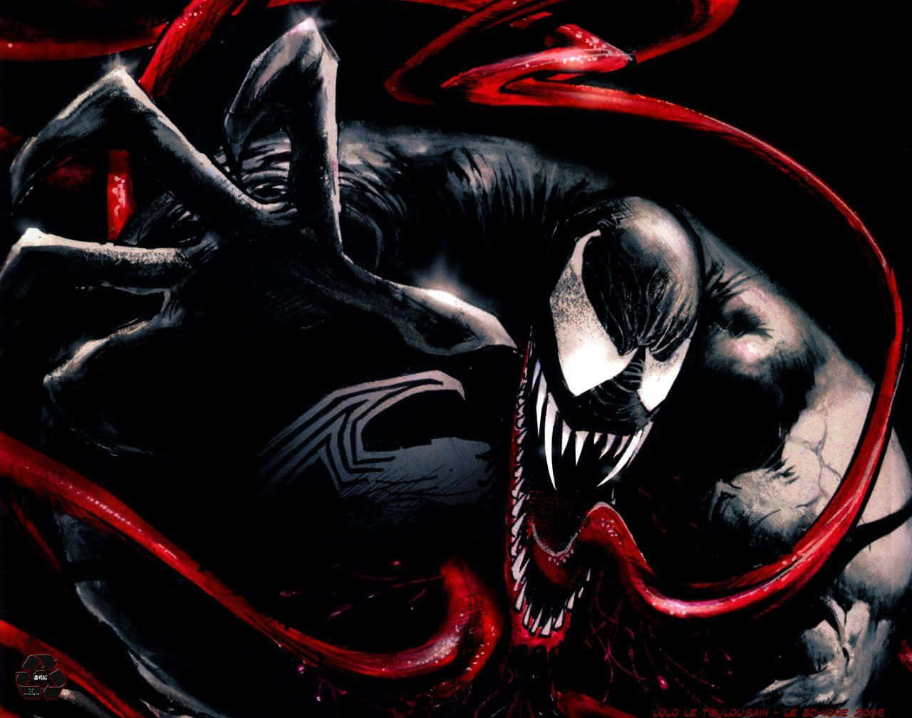Eye-catching abstract depiction of Venom Wallpaper