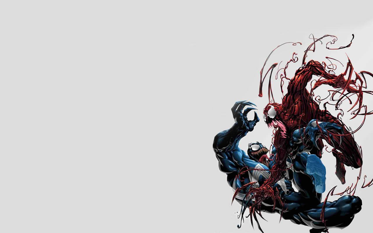 Venom Carnage Fight White Background Wallpaper