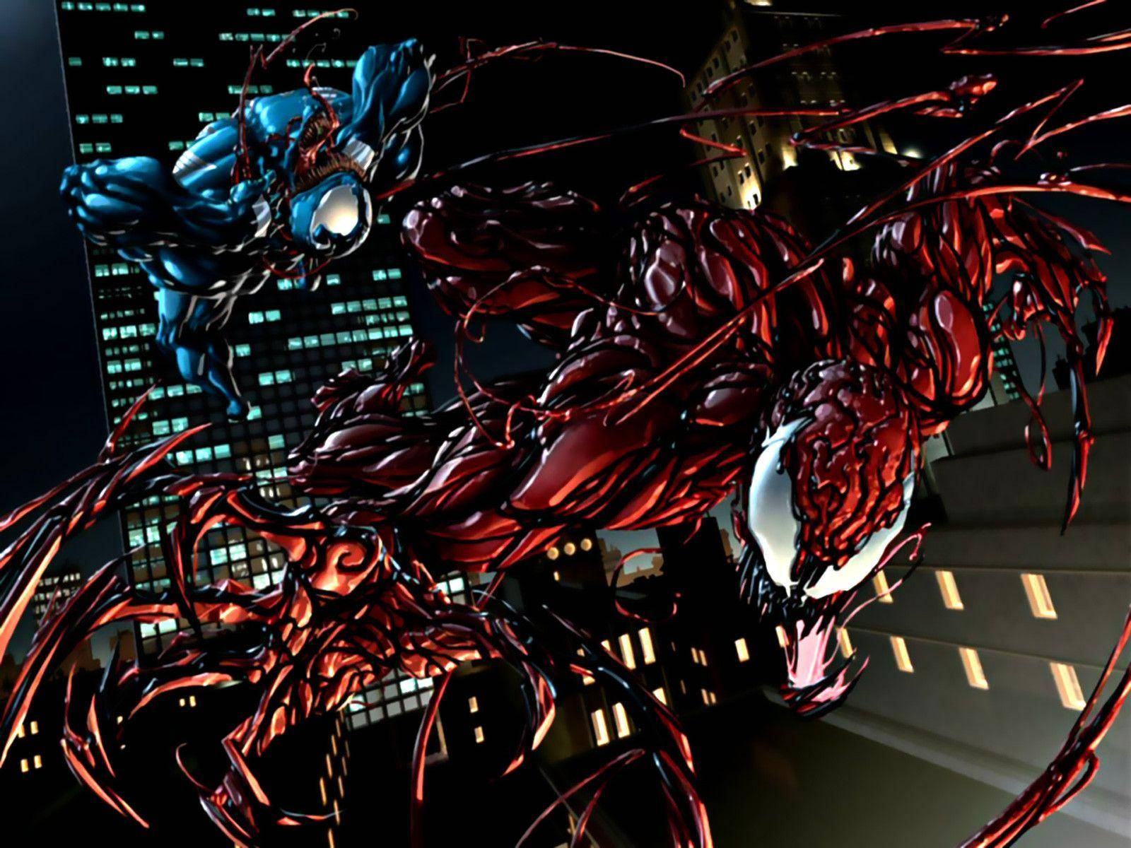 Venomoch Carnage, Mäktiga Skurkar Från Marvel Wallpaper
