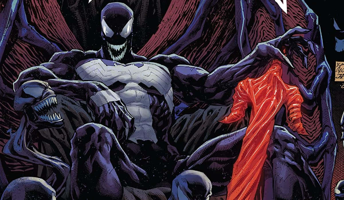 Venom unleashes fury in a captivating comic book illustration Wallpaper