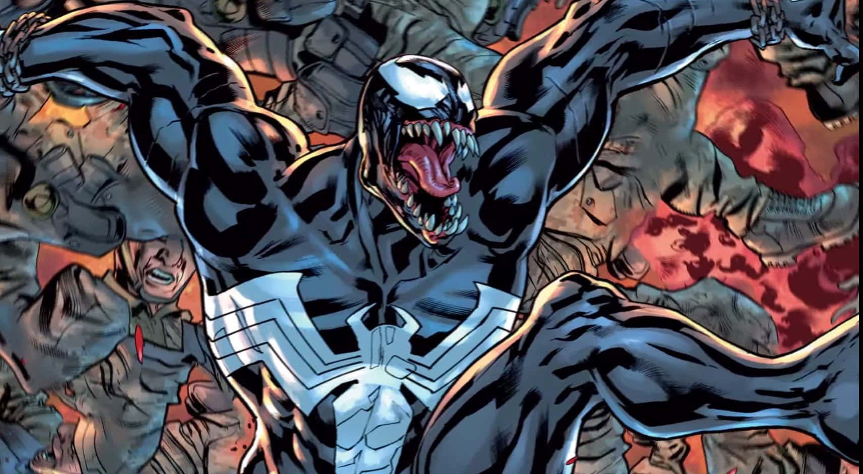 Venom Unleashed: A Menacing Marvel Masterpiece Wallpaper